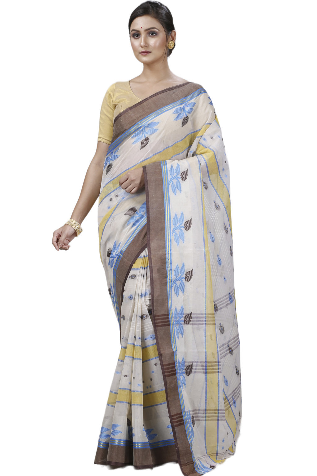 Brown Pure Cotton Udichi Tant Saree (1159)